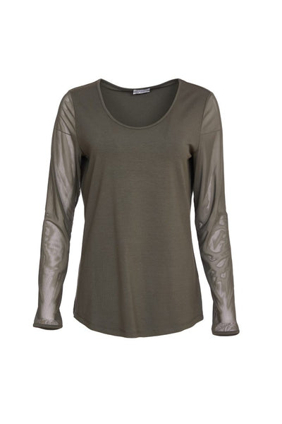 Naya Mesh Sleeve Top Forest