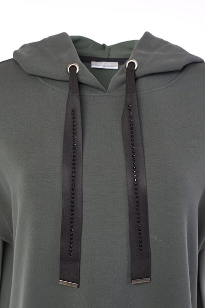 Naya Sleeveless Hooded Top/Contrast Hem Forest