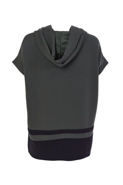 Naya Sleeveless Hooded Top/Contrast Hem Forest