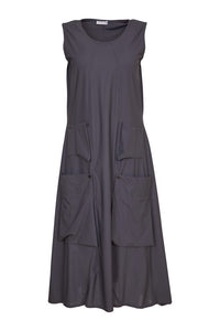 Naya Sleeveless Dress With Pocket Detail- Anthracite