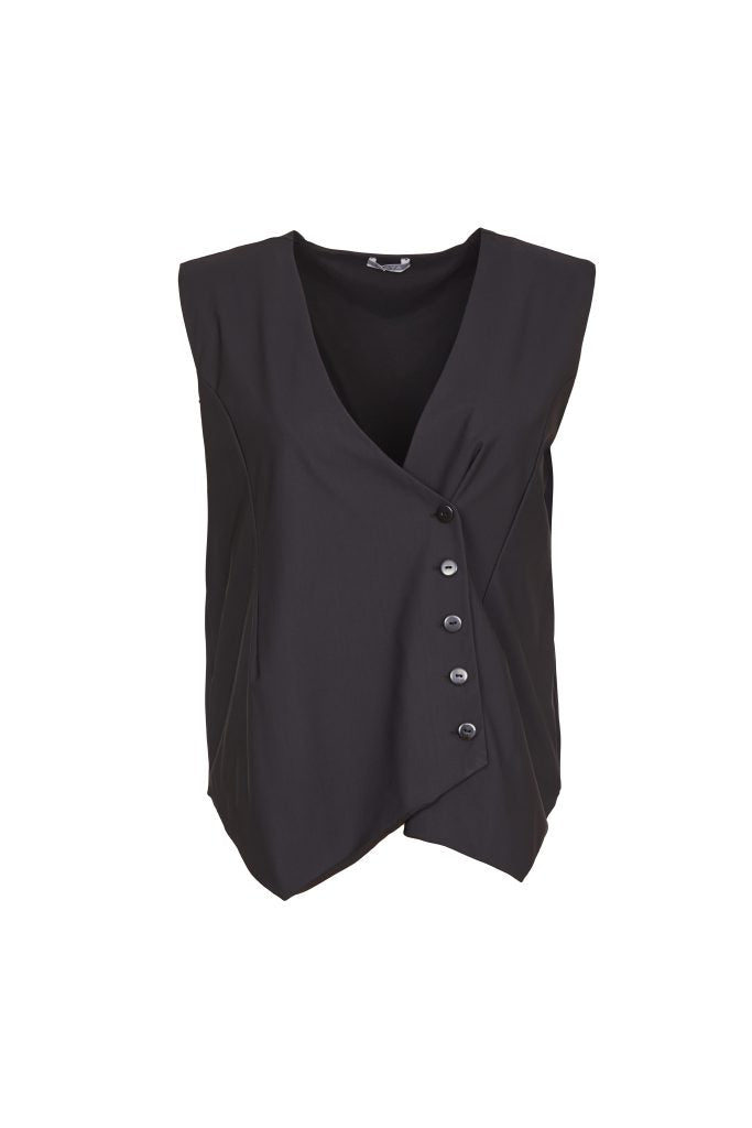 Naya Waistcoat With Button Detail- Black