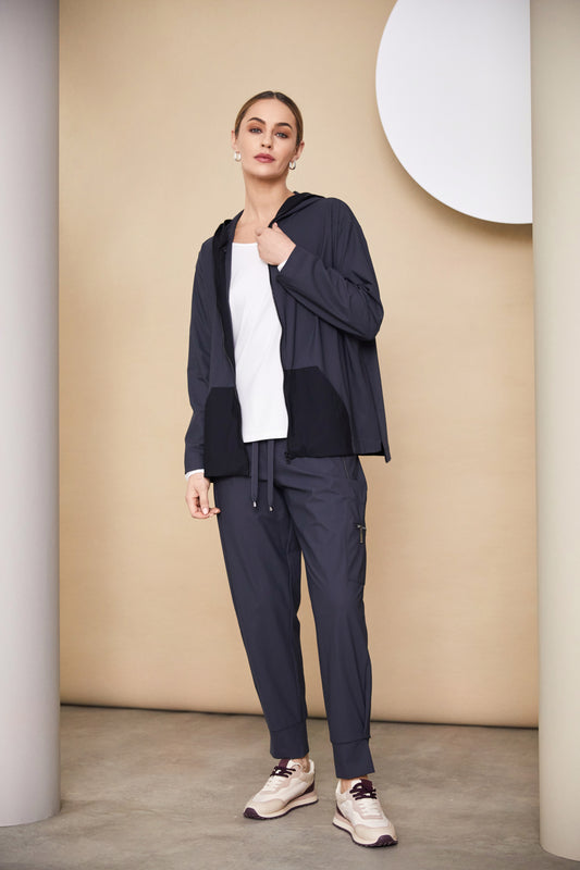 Naya Cuff Trousers With Zip Pocket- Black