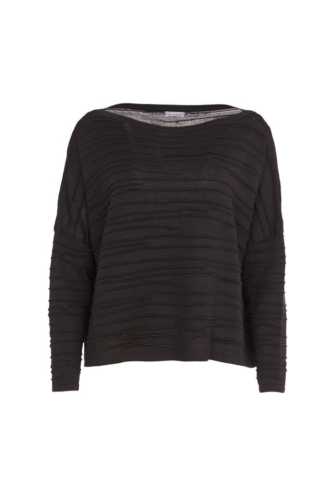 Naya Ribbed Knit Top- Black