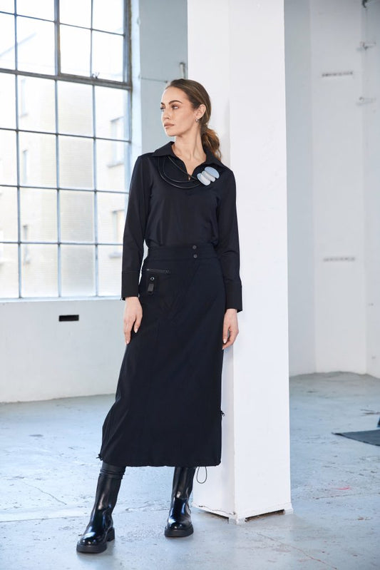 Naya Panelled Skirt With Stud at Waist