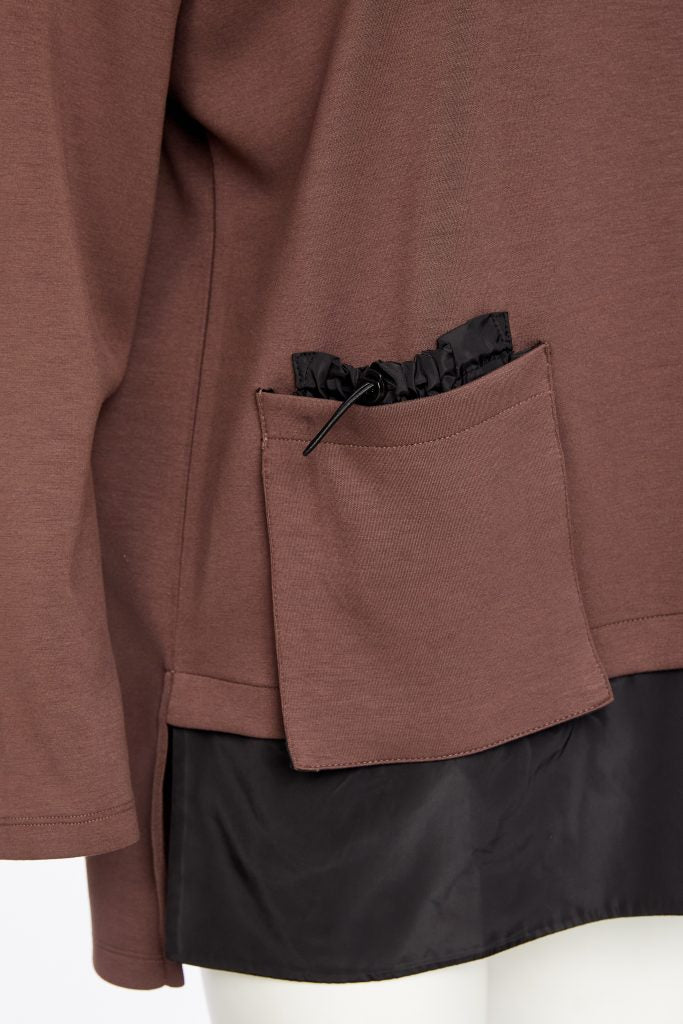 Naya Soft Sweatshirt, Contrast Shoulders Cocoa