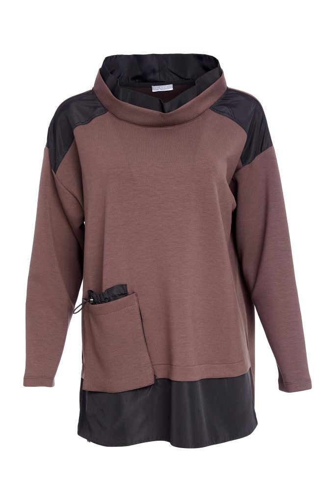 Naya Soft Sweatshirt, Contrast Shoulders Cocoa