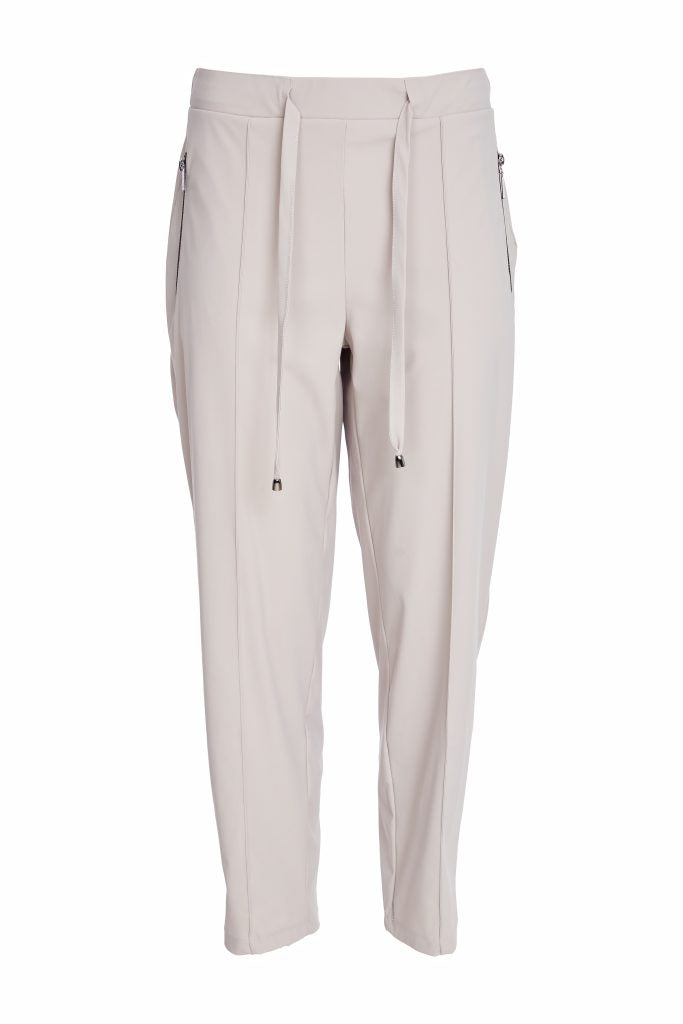 Slim Leg Drawstring Waist Trouser With Jeet Pocket Taupe