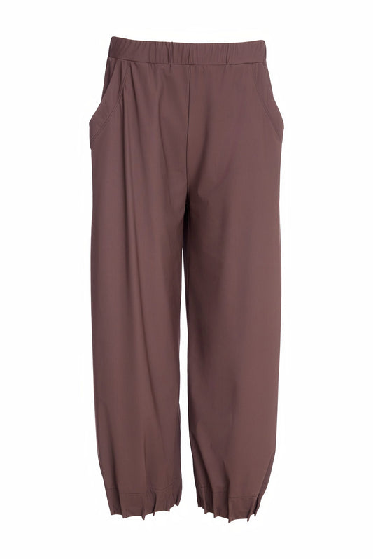 Naya Trousers With Pin Tuck Hem-Cocoa