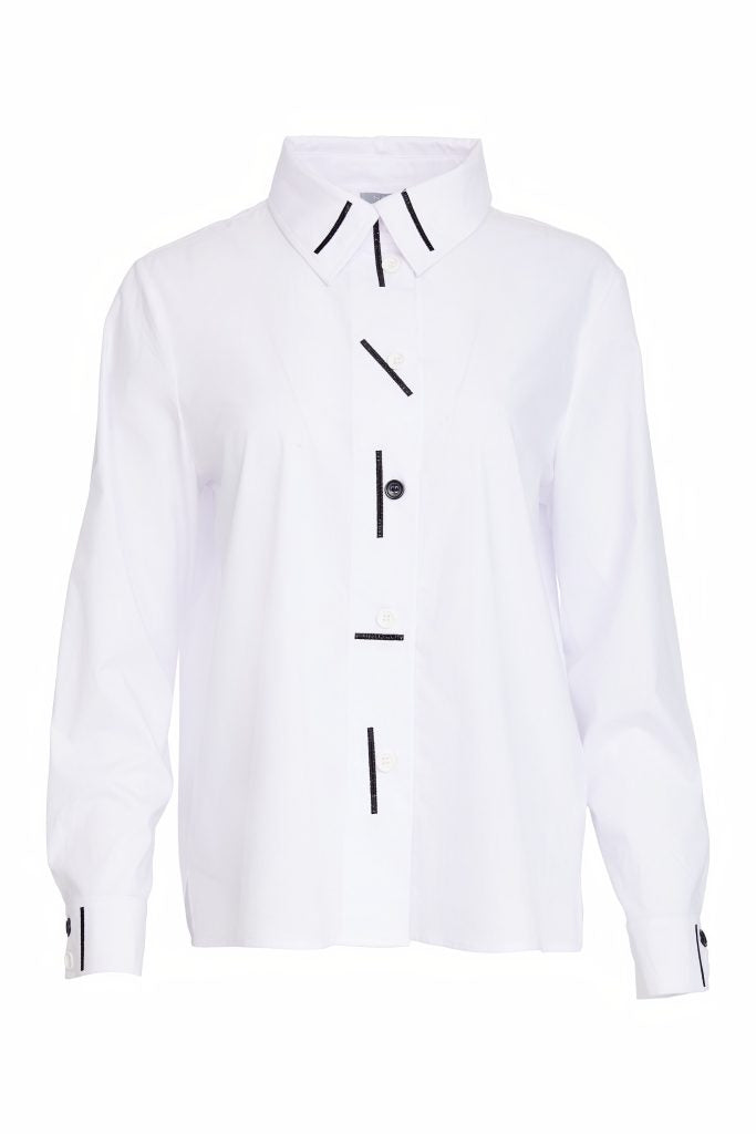 Naya Cotton shirt with colour strips White