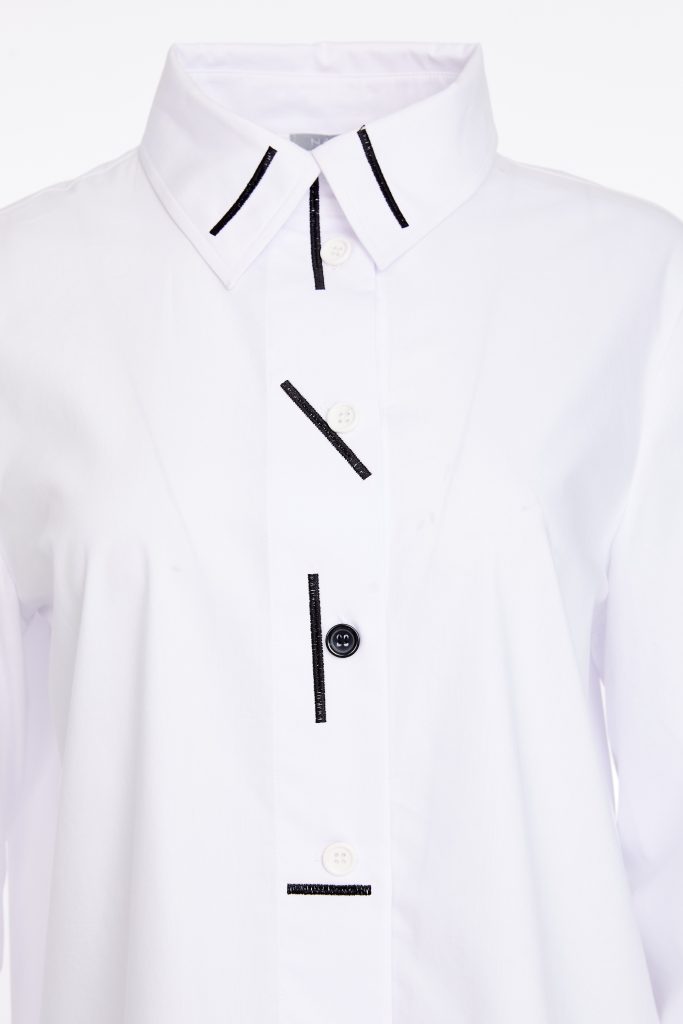 Naya Cotton shirt with colour strips White