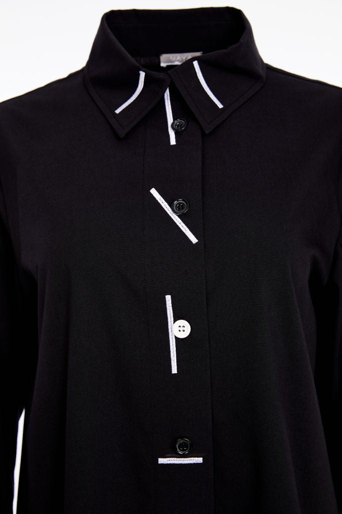 Naya Cotton shirt with colour strips Black