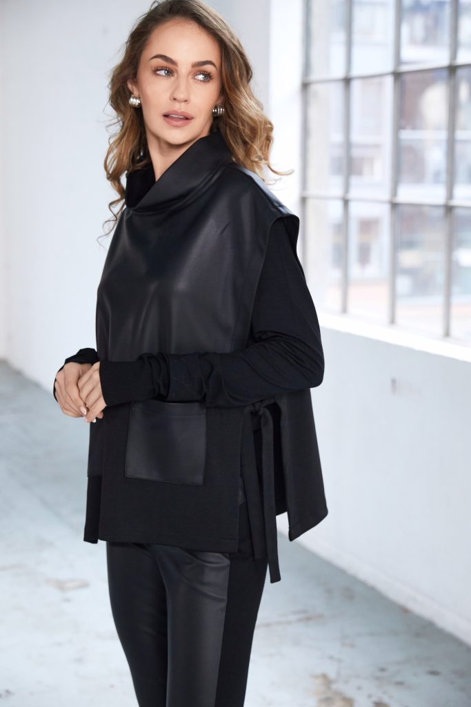 Naya Leatherette Top With Tie Detail at Sides