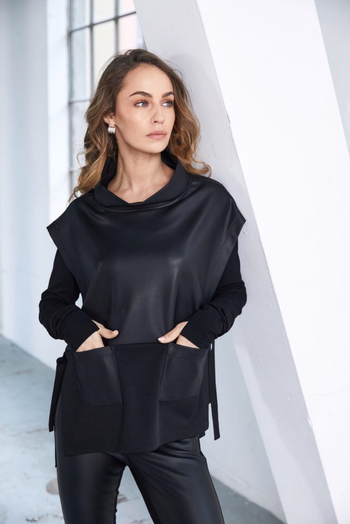 Naya Leatherette Top With Tie Detail at Sides