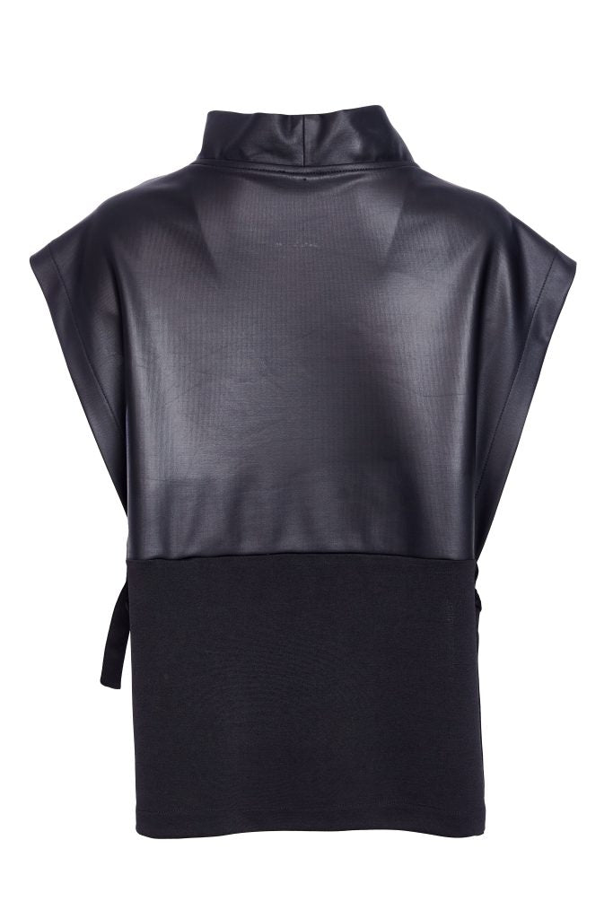 Naya Leatherette Top With Tie Detail at Sides