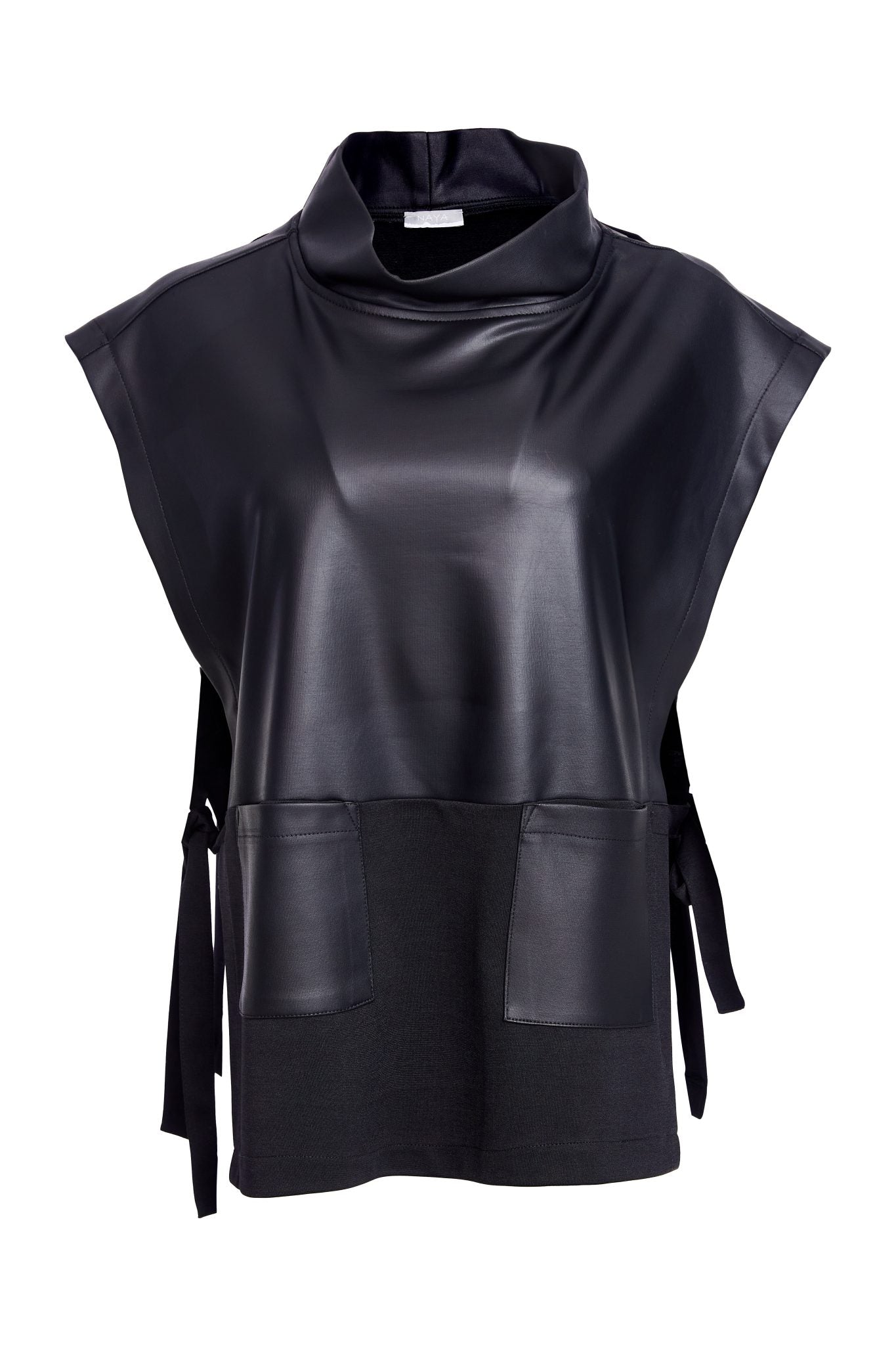 Naya Leatherette Top With Tie Detail at Sides