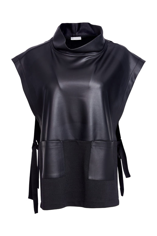 Naya Leatherette Top With Tie Detail at Sides