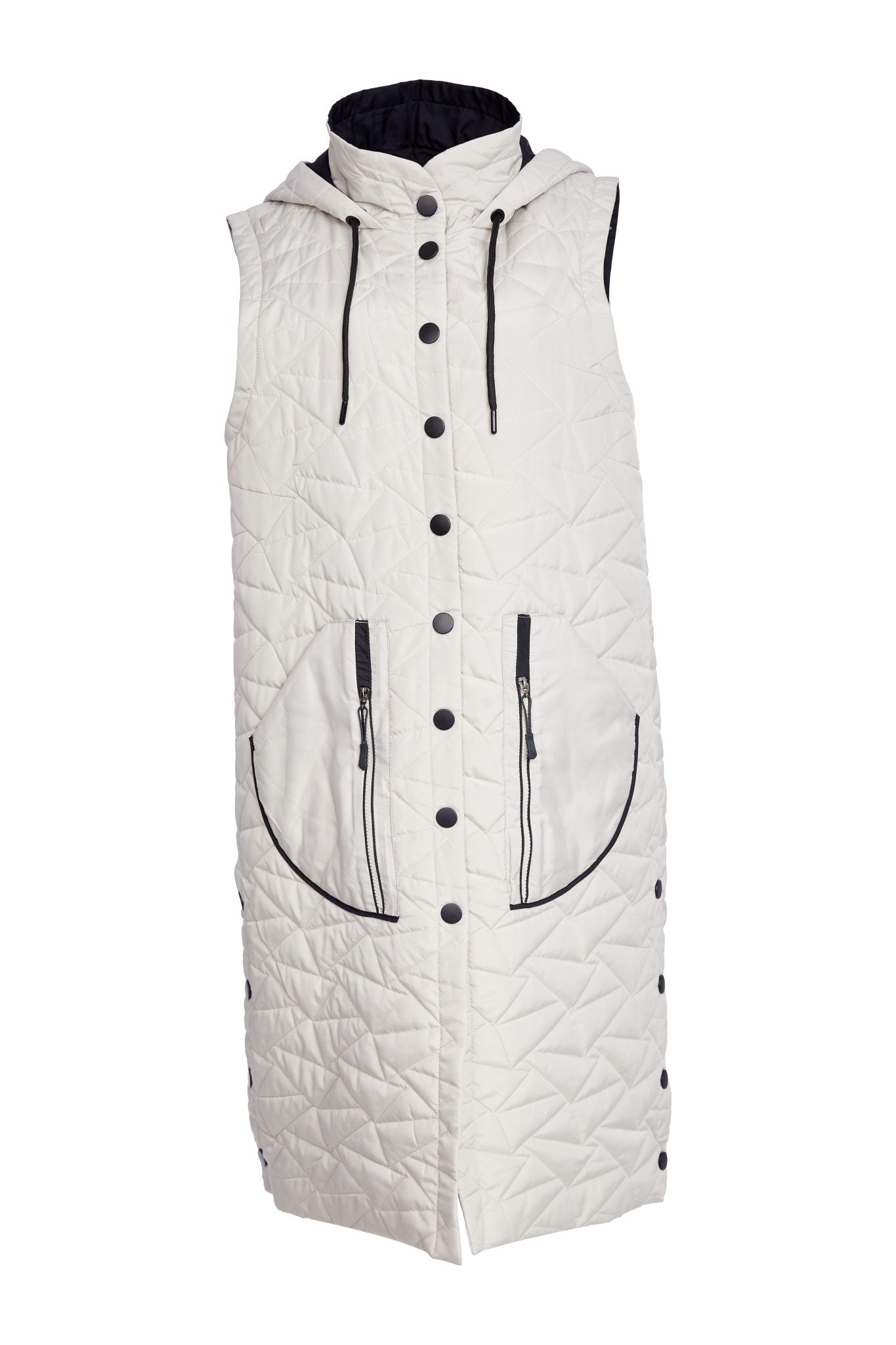 Naya padded Longline Gilet With Contrast Zips