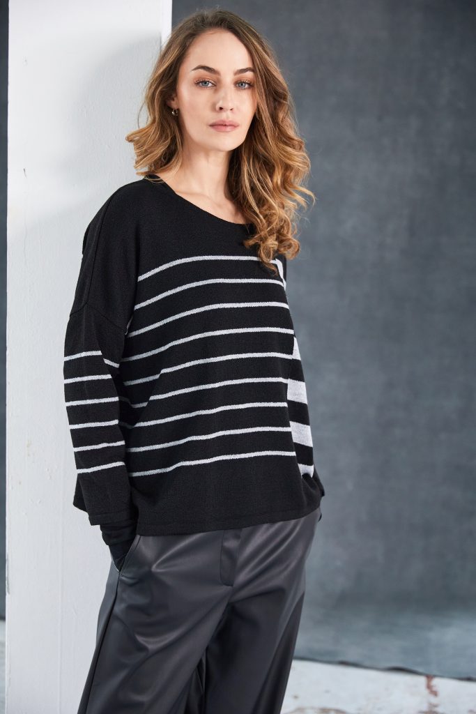 Naya Round Neck Square Striped Knit