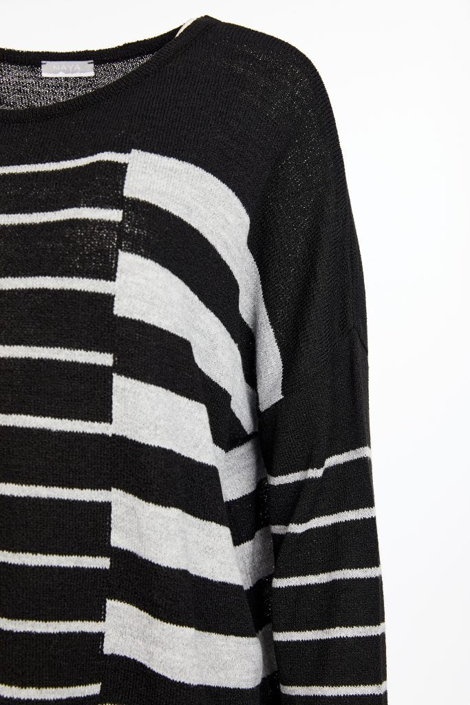 Naya Round Neck Square Striped Knit
