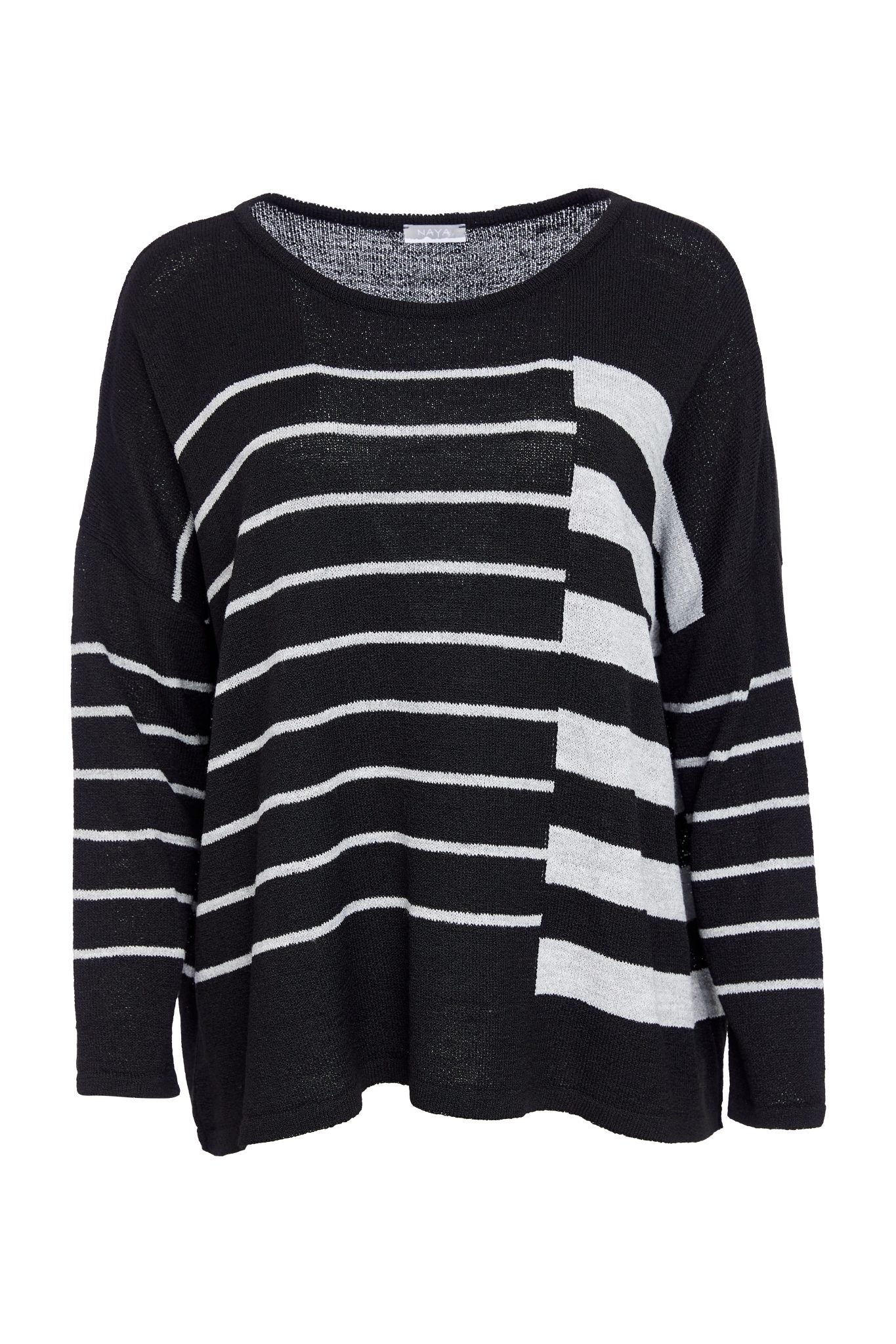 Naya Round Neck Square Striped Knit