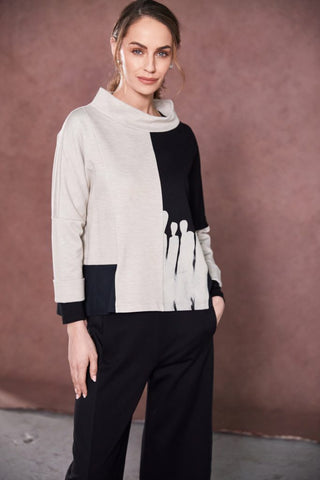 Naya Two Tone Funnel Neck Top