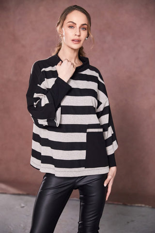 Naya High Neck Stripped Top