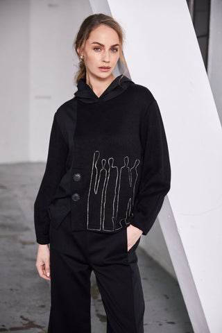 Naya Placement Print Hood Top