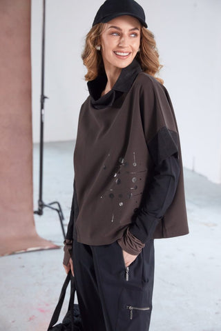 Naya Placement Print Top Cocoa