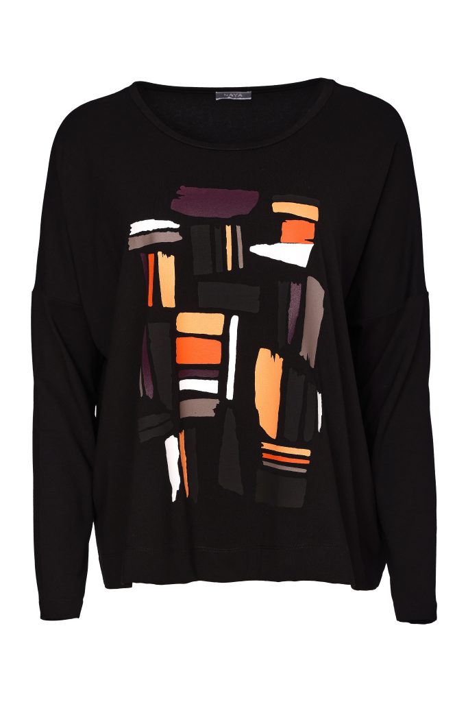 Naya Colour Block Placement Print Top Clove