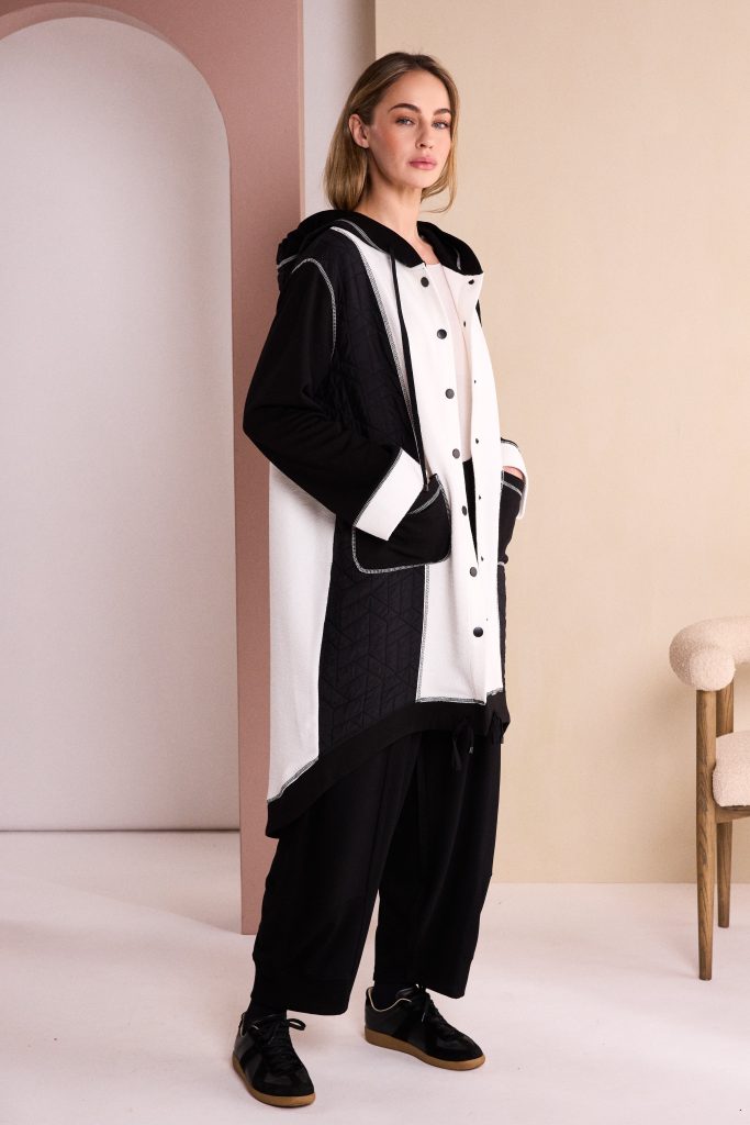 Naya Two Tone Hooded Coat
