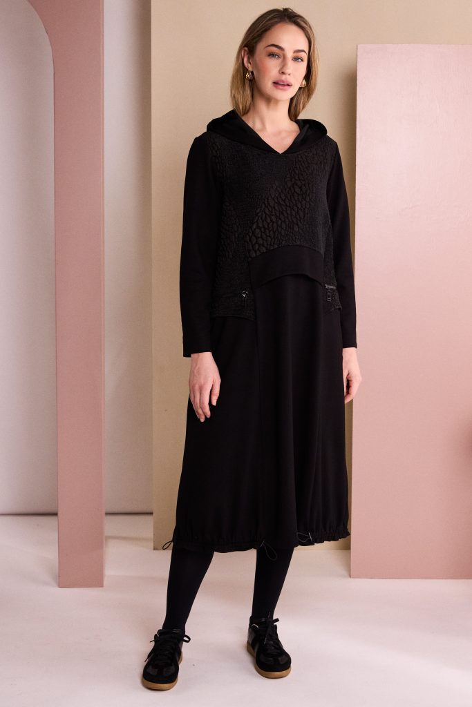 Naya Dress With Hooded Embossed Top