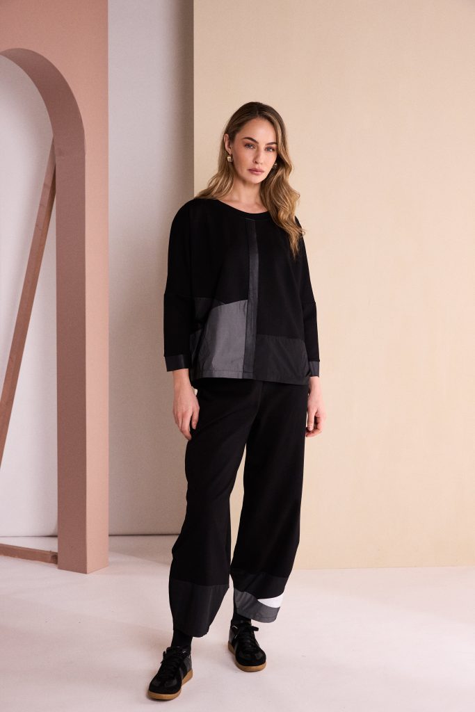 Naya Round Neck Top With Contrast Sections