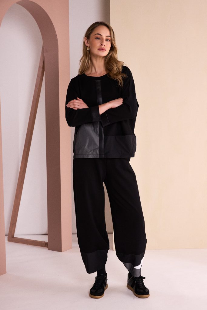 Naya Round Neck Top With Contrast Sections