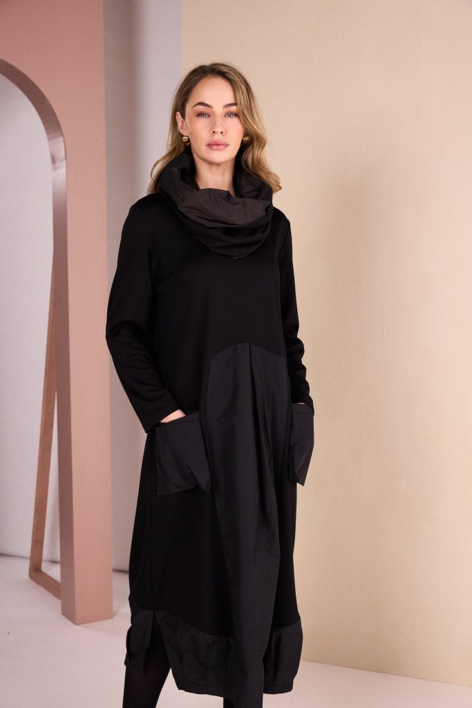 Naya Curved Hem Dress With Metal Section