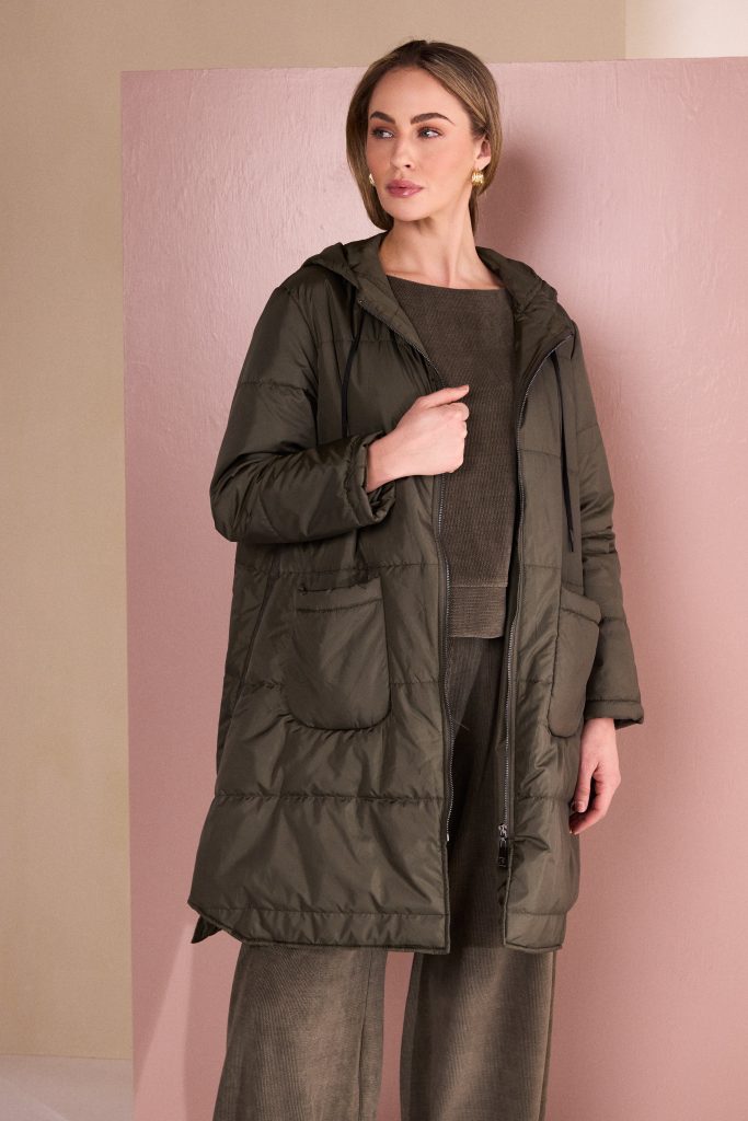 Naya Soft Cord Trouser With Binding Hemline Army