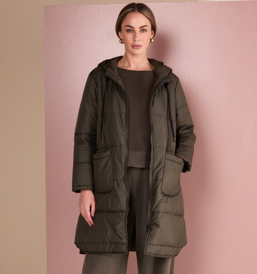 Naya Soft Cord Trouser With Binding Hemline Army