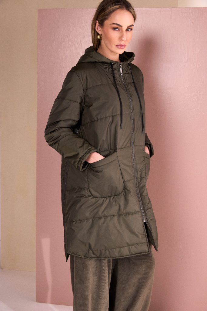 Naya Soft Cord Trouser With Binding Hemline Army