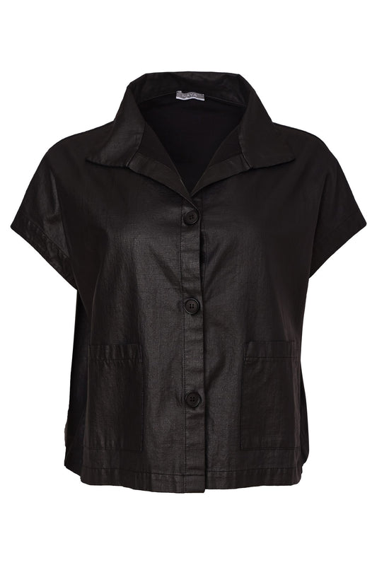 Naya Bashed Leatherette Look Button Through Jacket