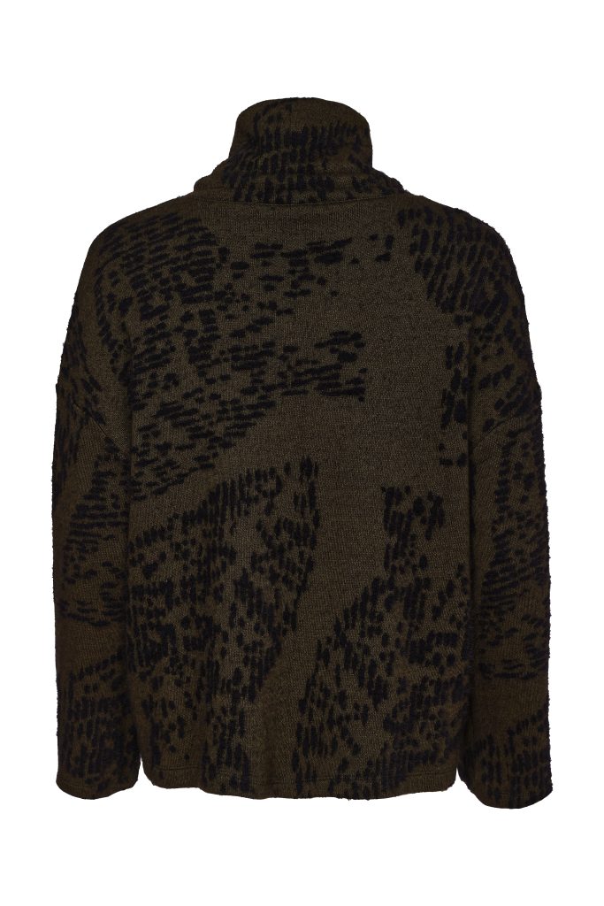 Naya Flocked Placement Print High Neck Thyme