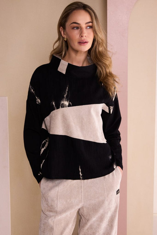 Naya High Neck Top With Corded Angle Section