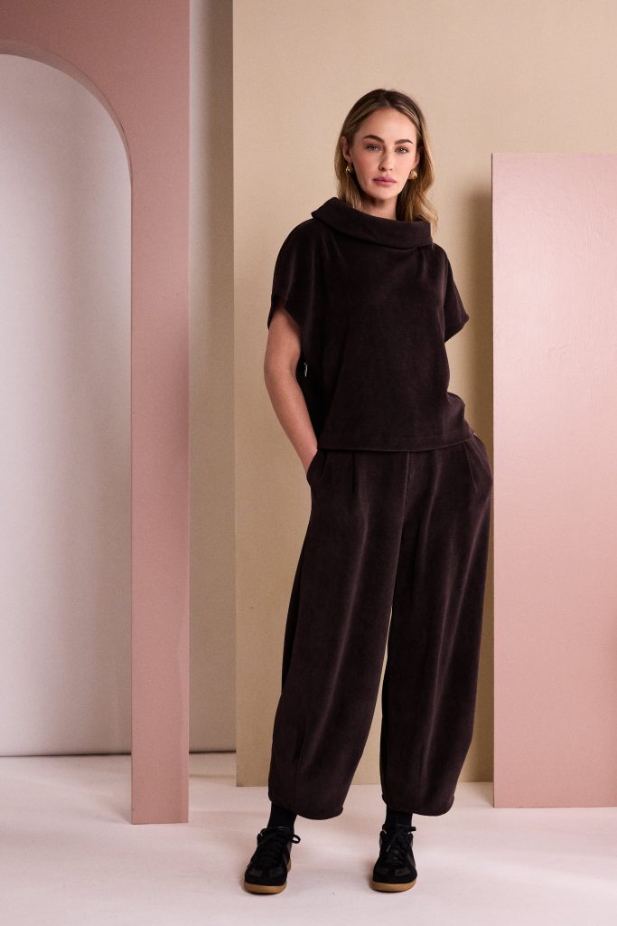 Naya Soft Cord Trouser With Binding Hemline Choko