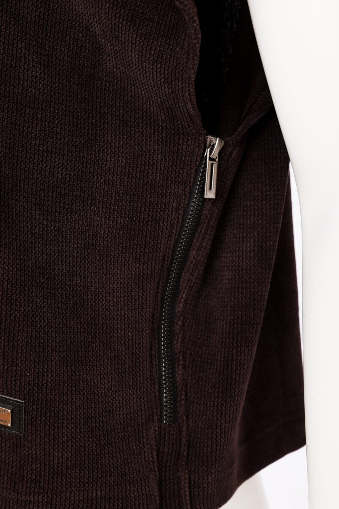 Naya Soft Ribbed Cowl Neck Top With Zip Choko