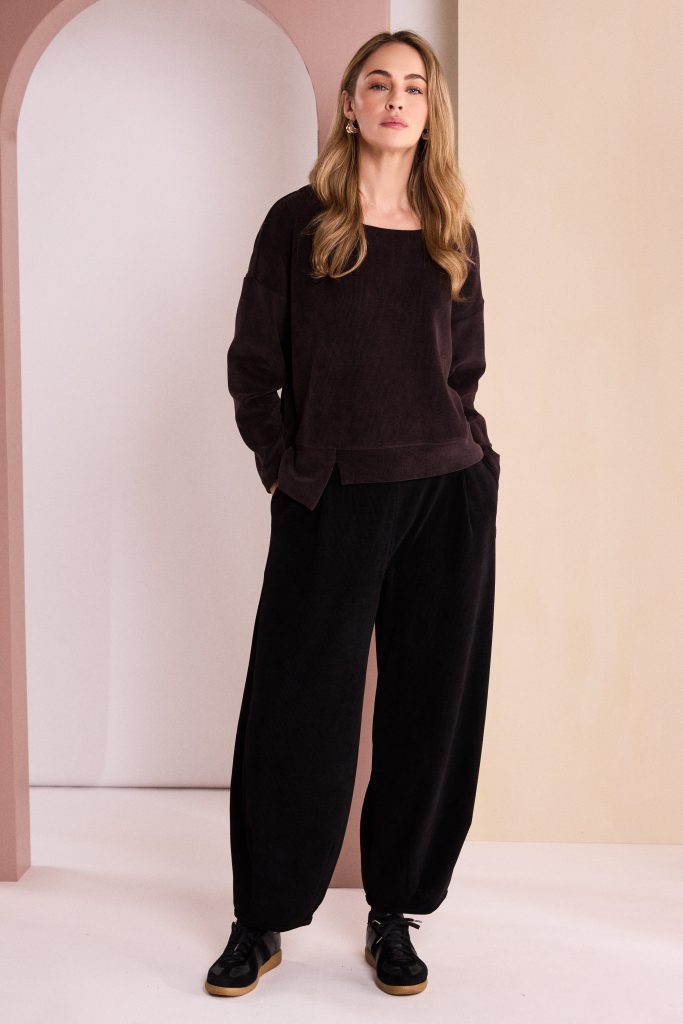 Naya Soft Ribbed Round Neck Top Choko