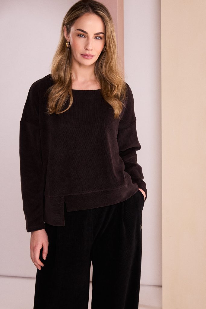 Naya Soft Ribbed Round Neck Top Choko