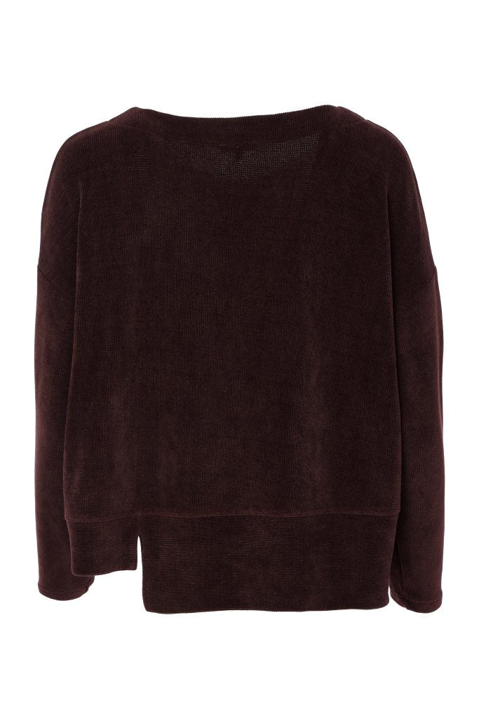 Naya Soft Ribbed Round Neck Top Choko