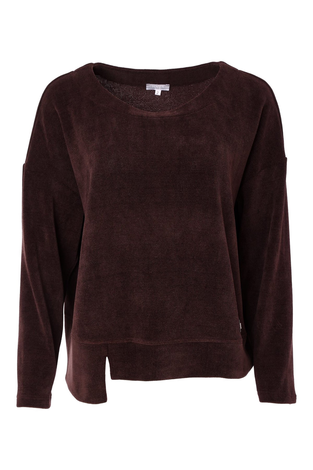 Naya Soft Ribbed Round Neck Top Choko