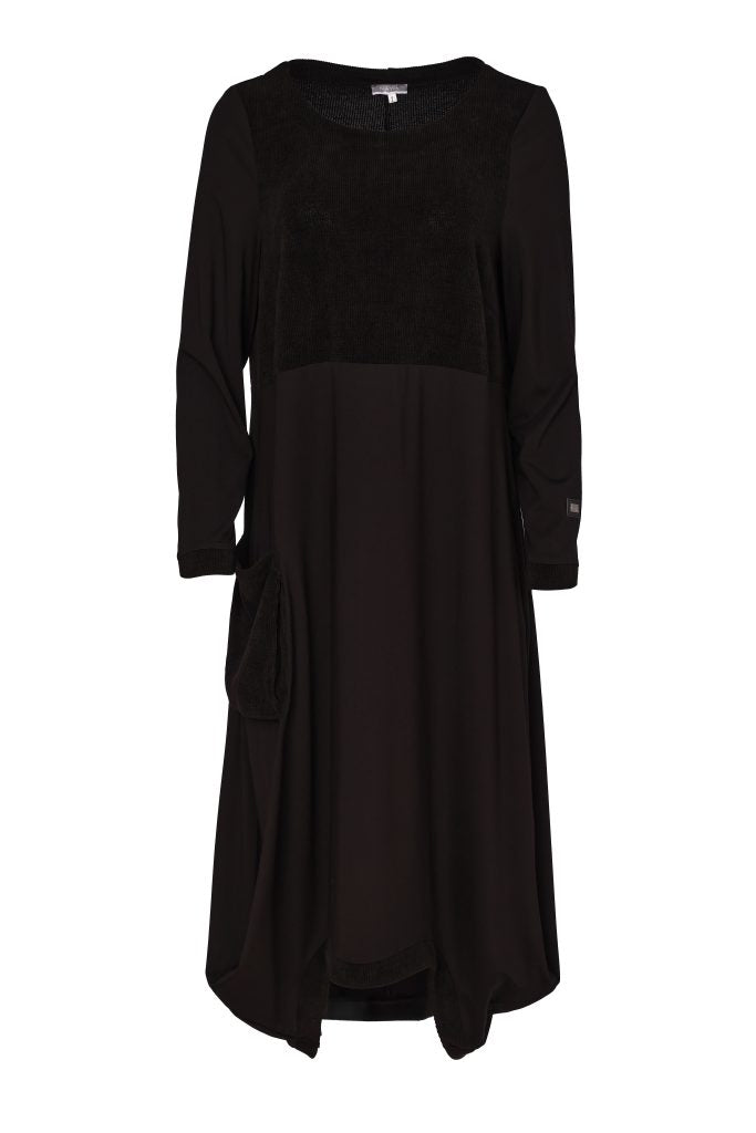 Naya Scoop Hem Dress With Corded Top Black