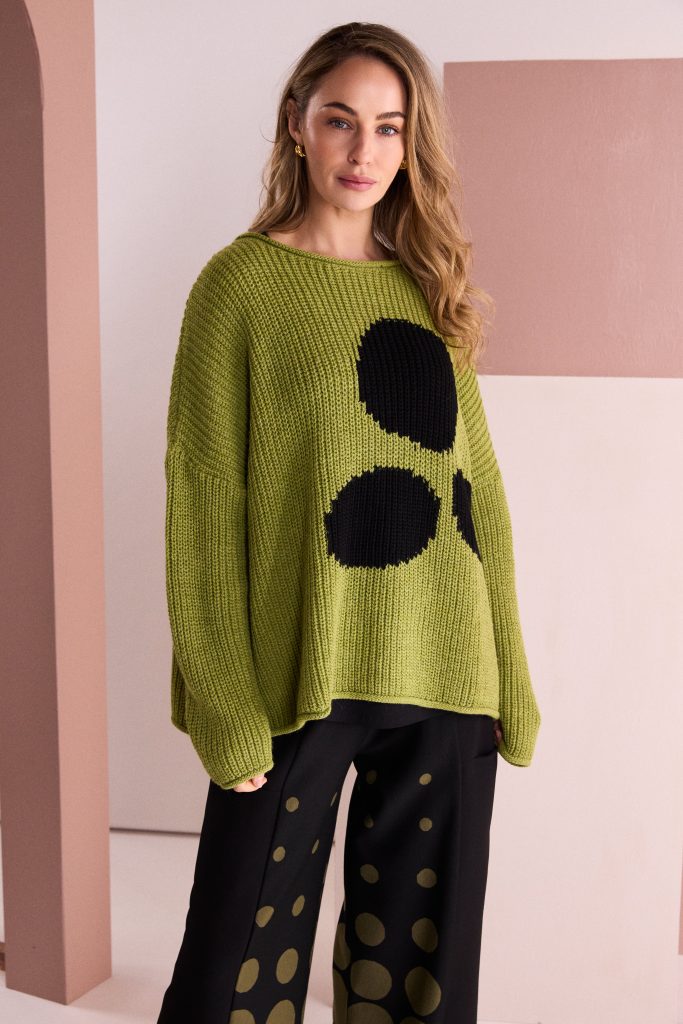 Naya Round Neck Knit With Spot Avocado