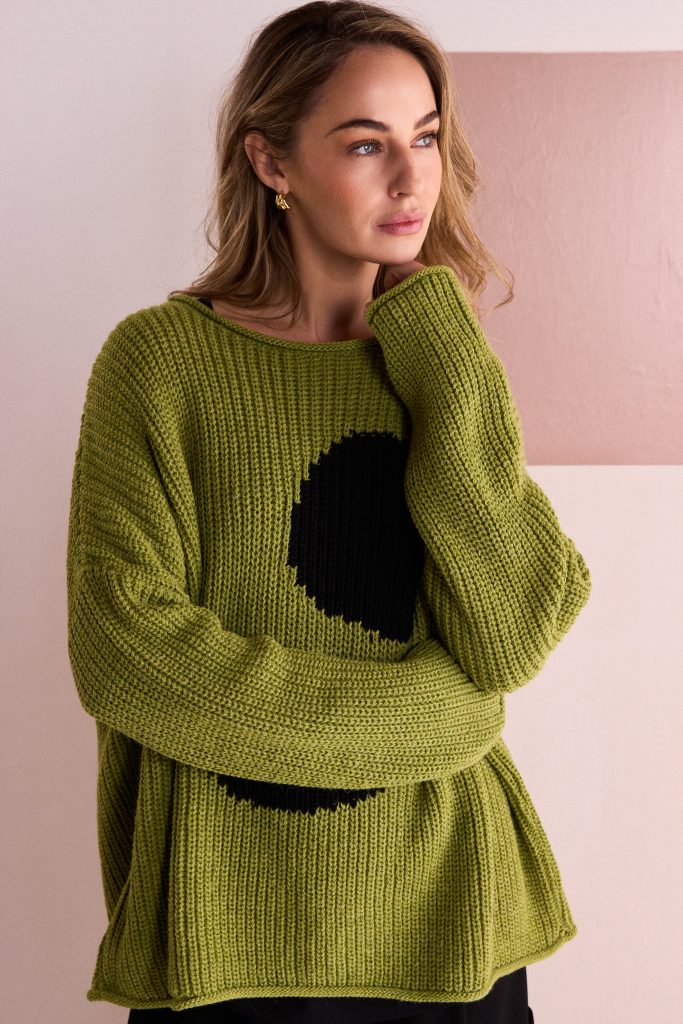 Naya Round Neck Knit With Spot Avocado
