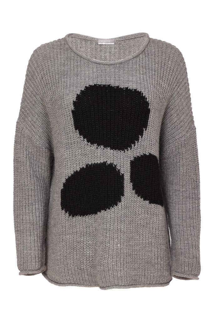 Naya Round Neck Knit With Spot Grey